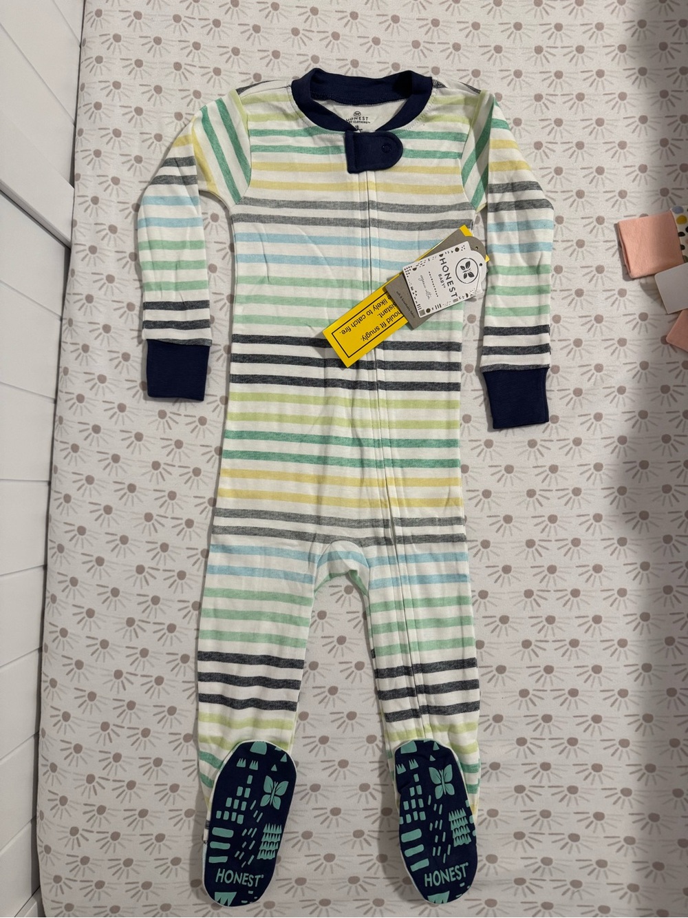 NWT Honest Co organic cotton Striped Footed One-Piece Pajama